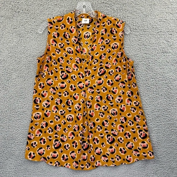 CAbi Prowl Leopard Cheetah Animal Print Sleeveless V Neck Blouse Women's Small - Picture 1 of 8